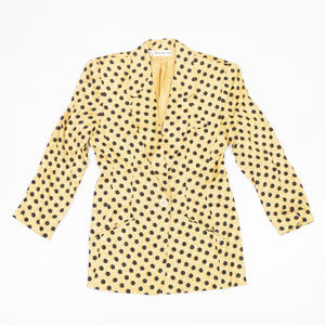 Vintage Silk Boxy Blazer Polka Dot Gold Black